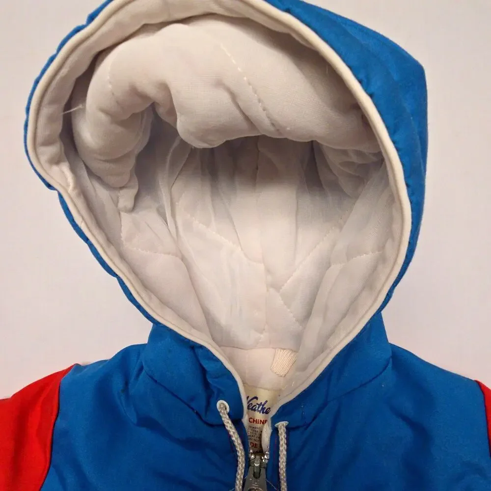 Vintage Weather Tamer Red Blue Hooded Snowsuit Toddler Made in USA Kids 24 Month